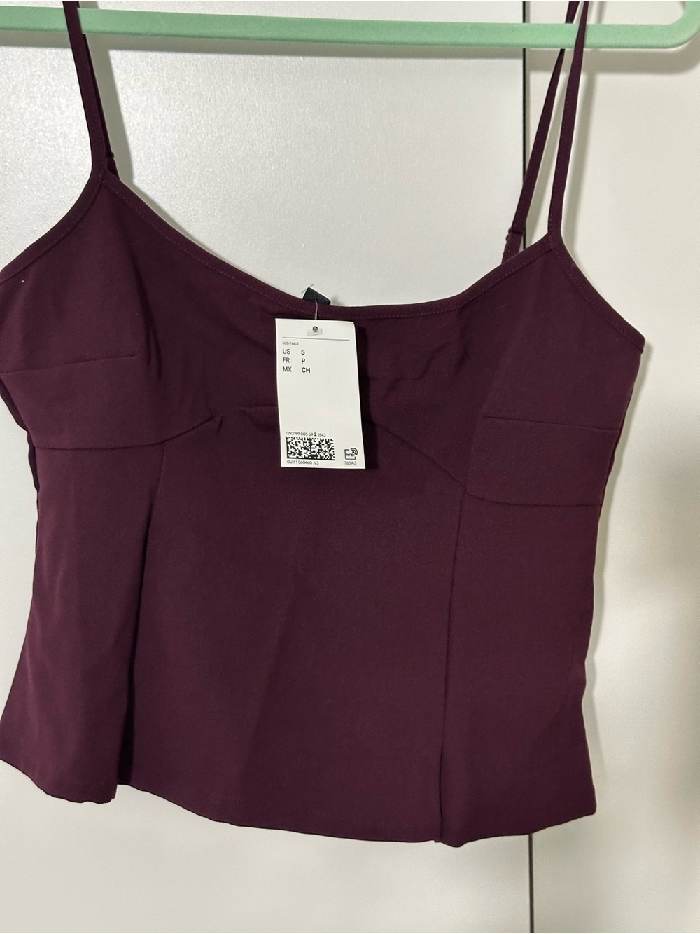 H&M Plum Spaghetti-Strap Crop Cami